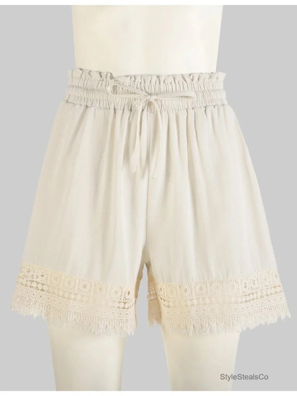 High Waist Wide Leg Drawstring Shorts with Pockets Bermuda Casual